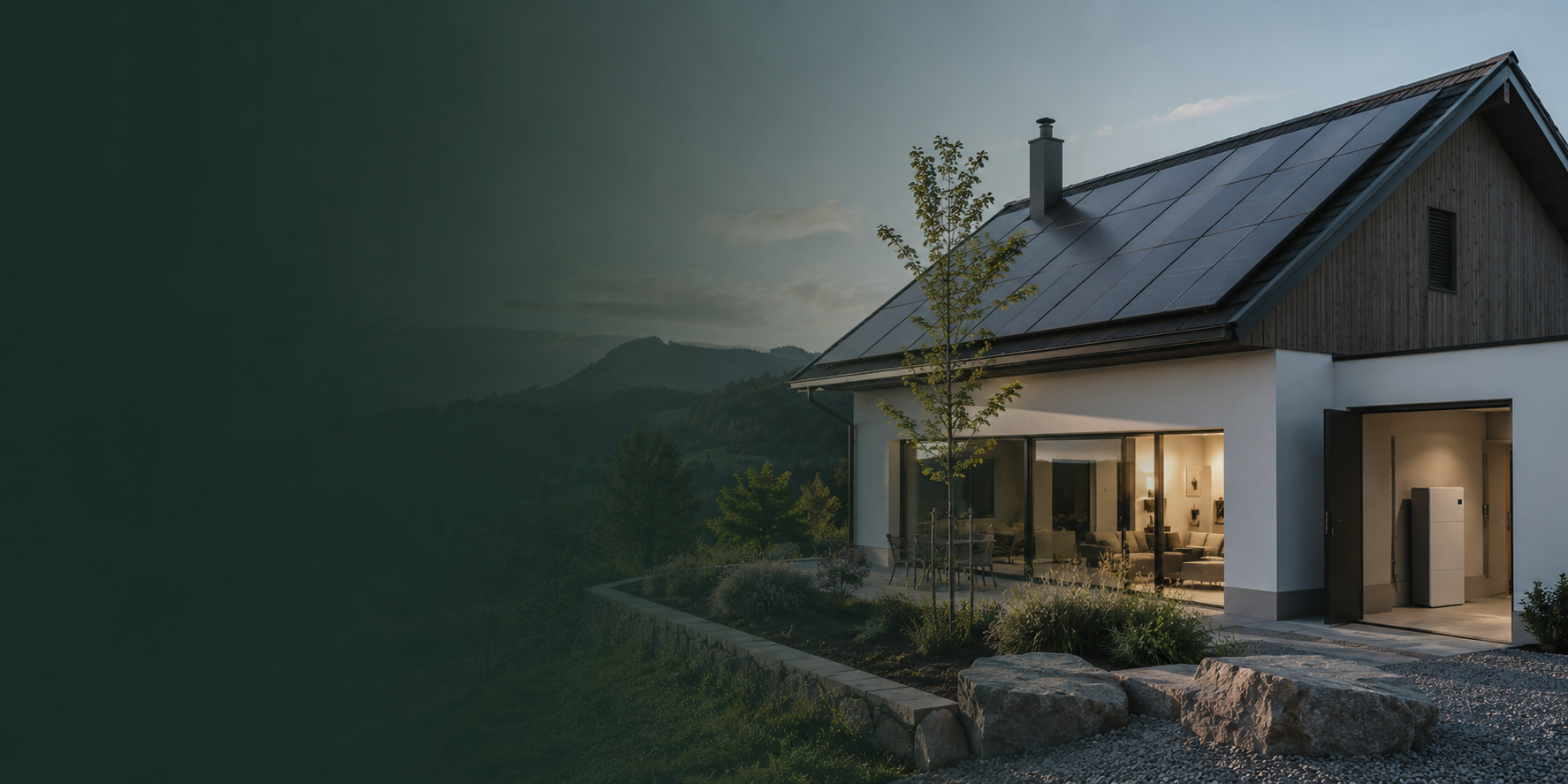 Modernes Schweizer Wohnhaus mit Photovoltaikanlage und Energiespeicher