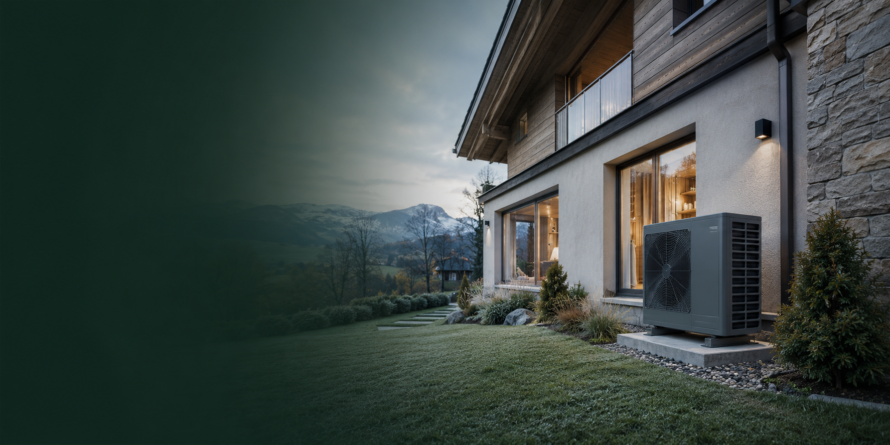 Modernes Schweizer Wohnhaus mit sauber integrierter Luft-Wasser-Wärmepumpe